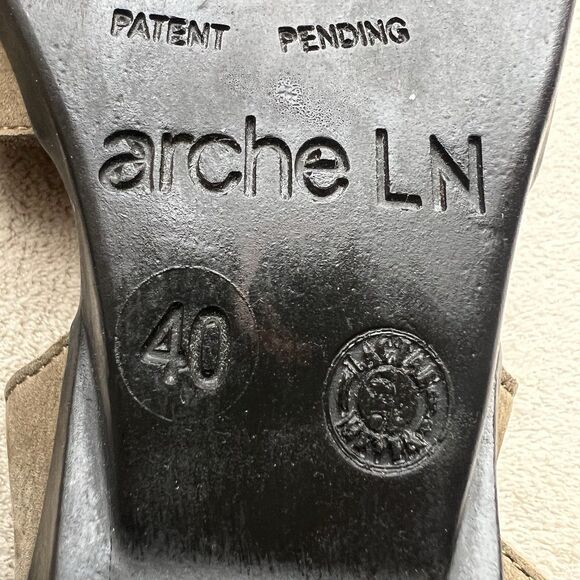 Arche Tan Nubuck Black Elastic Criss Cross Strap Heeled Sandal Women EU 40 US 9 - Picture 15 of 16